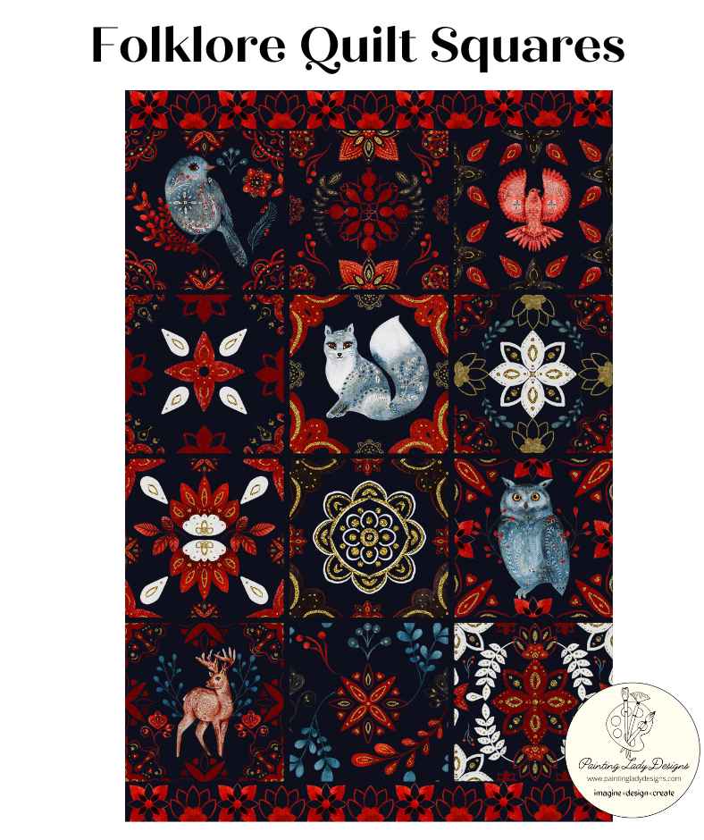 Folklore Quilt Squares Decoupage Mixed Media Art Paper (large)