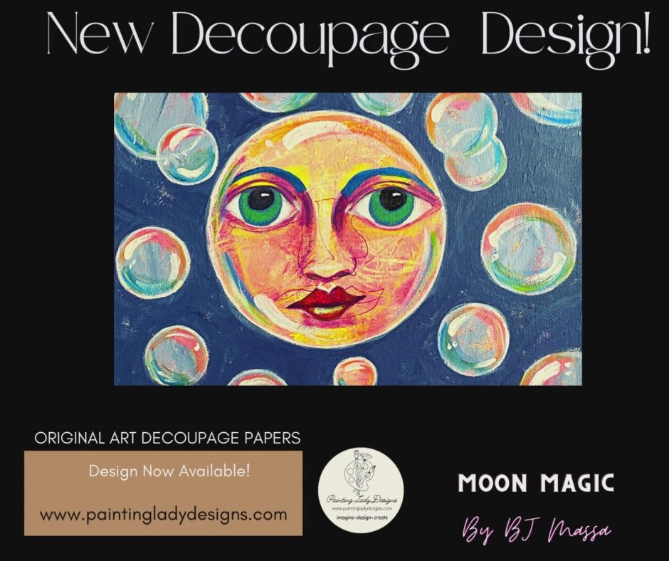 Moon Magic Art Paper for Decoupage Art and Mixed Media   12x18 inches