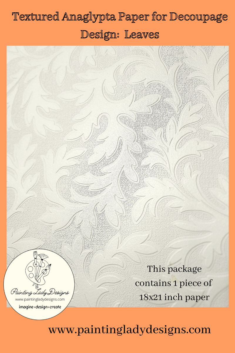 Textured Anaglypta Paper for Decoupage Leaf Design Painting Lady