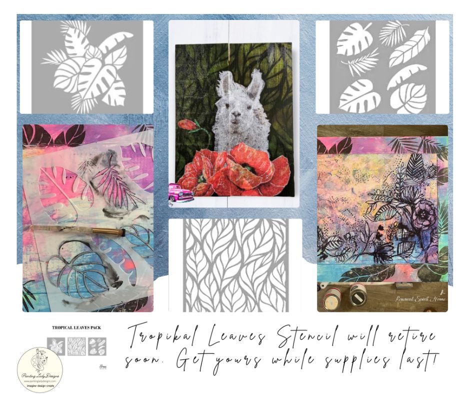 Tropical Leaves Collection Stencil (12x12 inches)   Tropical Leaf Collection